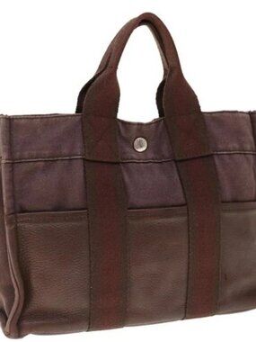 Share HERMES Fourre Tout PM Hand Bag Canvas Brown Auth bs11842